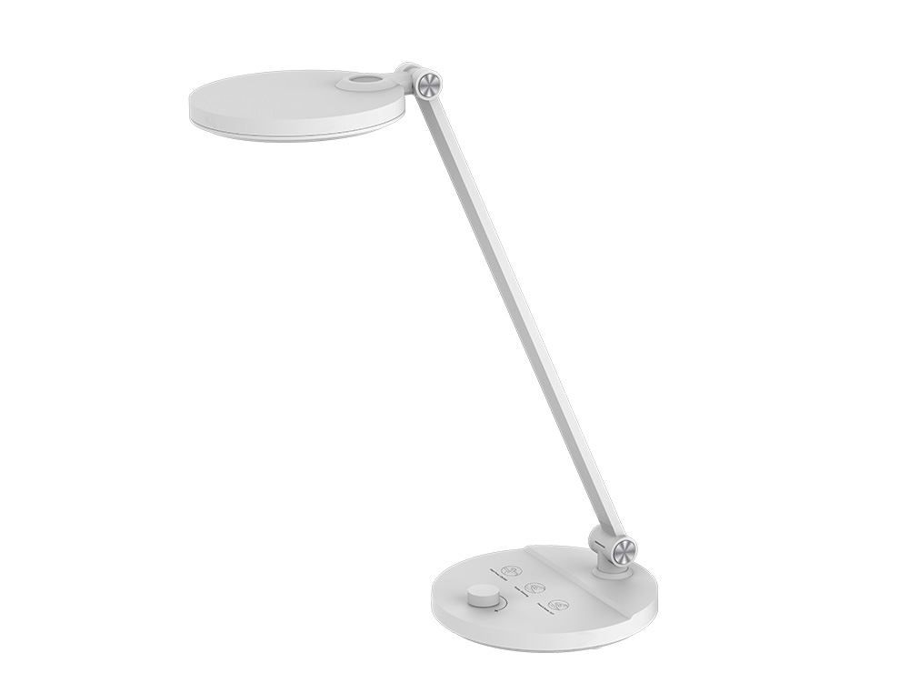 LAMPARA DE ESCRITORIO Q-CONNECT LED 7W 500 LM BRILLO REGULABLE 3 NIVELES COLOR CABEZA BRAZO ORIENTABLE BLANCO