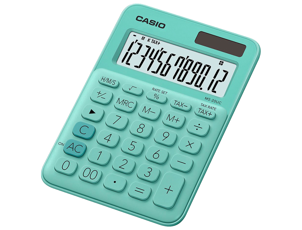 CALCULADORA CASIO MS-20UC-GN SOBREMESA 12 DIGITOS TAX +/- COLOR VERDE