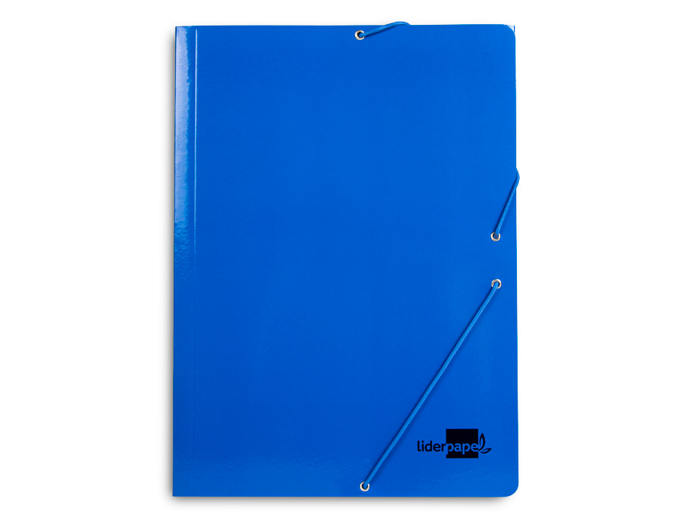 CARPETA LIDERPAPEL GOMAS TRES SOLAPAS CARTON PLASTIFICADO FOLIO COLOR AZUL