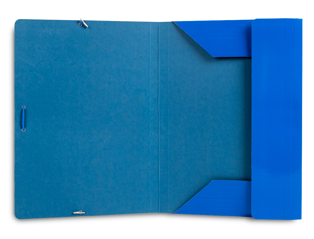 CARPETA LIDERPAPEL GOMAS TRES SOLAPAS CARTON PLASTIFICADO FOLIO COLOR AZUL
