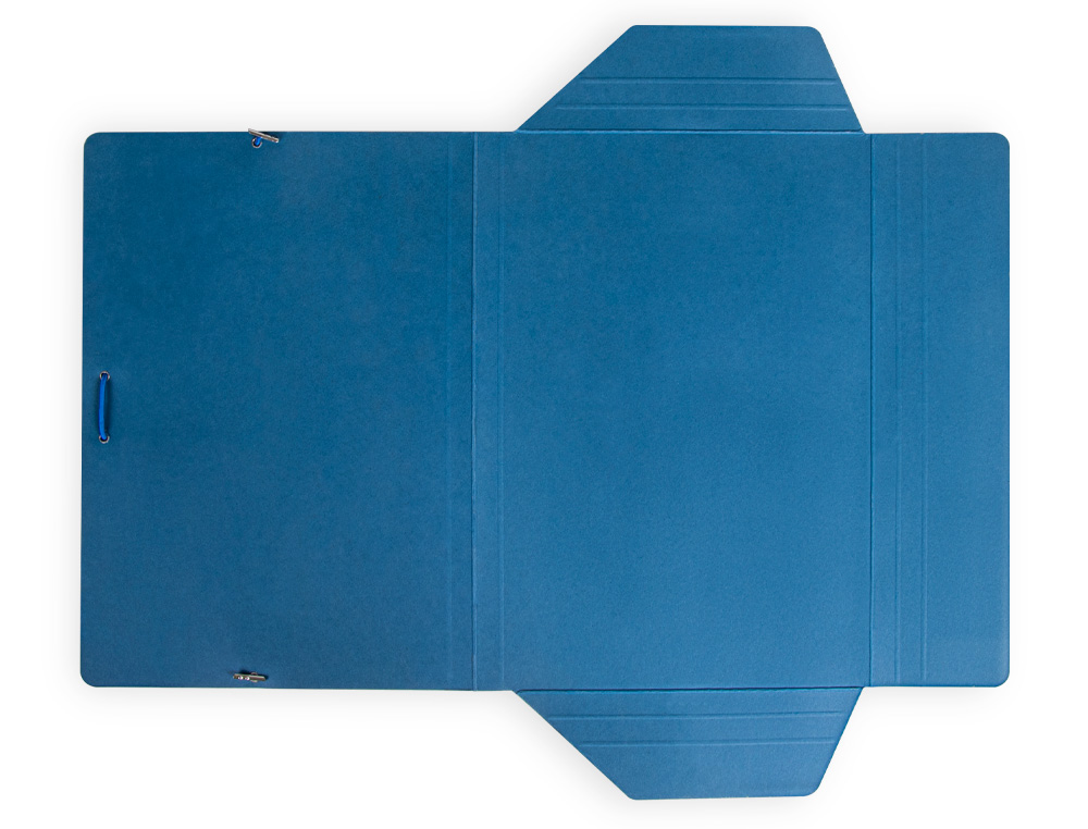 CARPETA LIDERPAPEL GOMAS TRES SOLAPAS CARTON PLASTIFICADO FOLIO COLOR AZUL