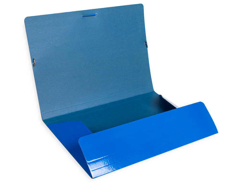 CARPETA LIDERPAPEL GOMAS TRES SOLAPAS CARTON PLASTIFICADO FOLIO COLOR AZUL