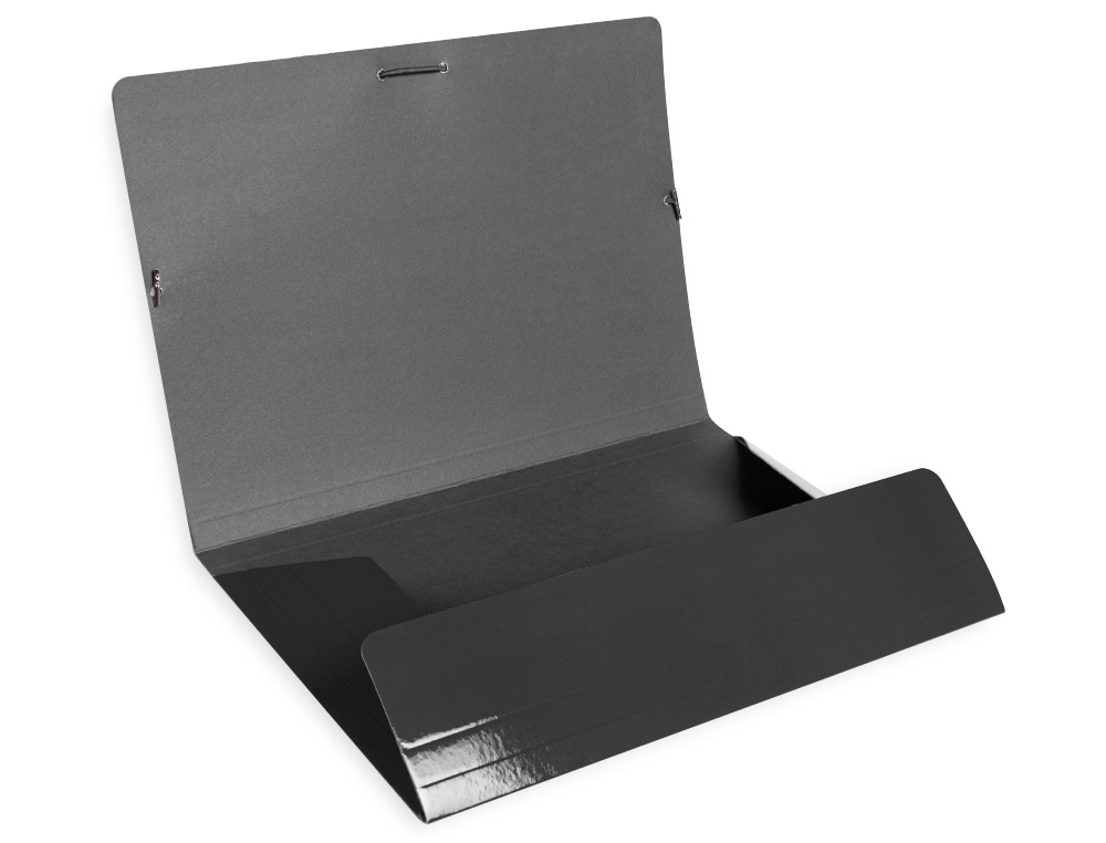 CARPETA LIDERPAPEL GOMAS TRES SOLAPAS CARTON PLASTIFICADO FOLIO COLOR NEGRO