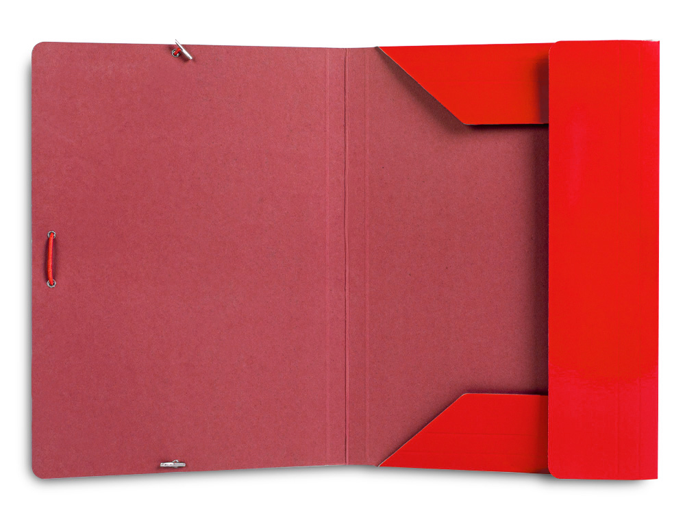 CARPETA LIDERPAPEL GOMAS TRES SOLAPAS CARTON PLASTIFICADO FOLIO COLOR ROJO