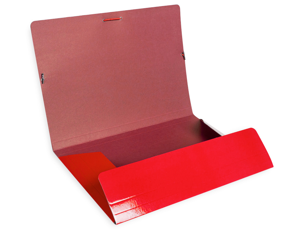 CARPETA LIDERPAPEL GOMAS TRES SOLAPAS CARTON PLASTIFICADO FOLIO COLOR ROJO