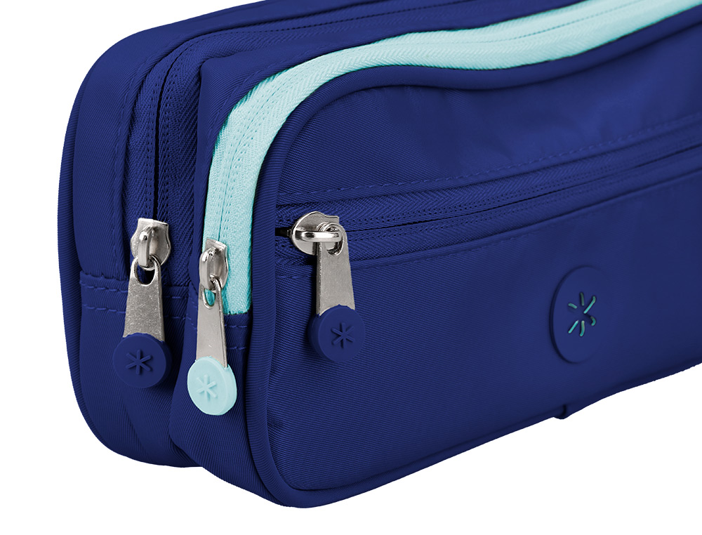 ESTUCHE PORTATODO ANTARTIK FUSION FLEX 3 CREMALLERAS AZULMARINO COMPAÑERO MOCHILA 100X60X220 MM