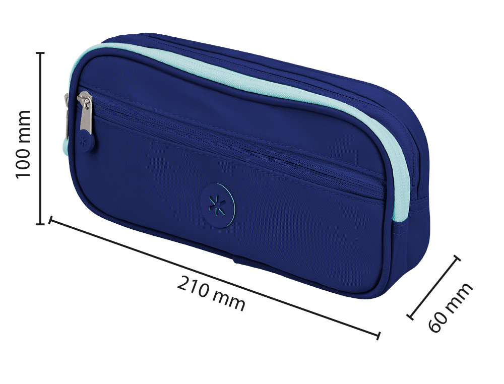 ESTUCHE PORTATODO ANTARTIK FUSION FLEX 3 CREMALLERAS AZULMARINO COMPAÑERO MOCHILA 100X60X220 MM