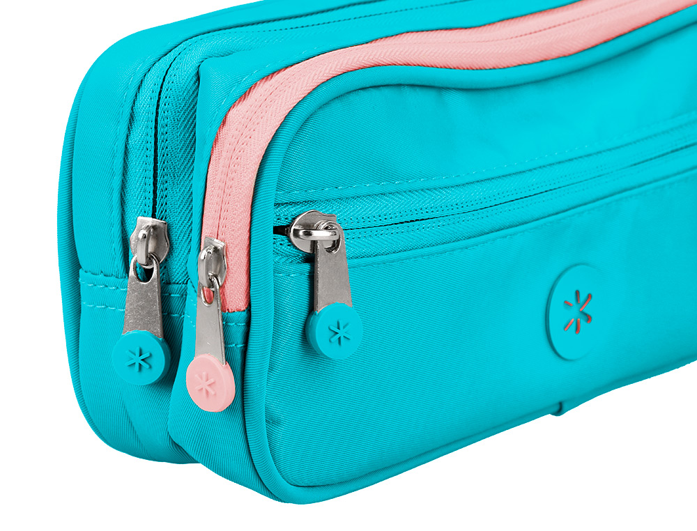 ESTUCHE PORTATODO ANTARTIK FUSION FLEX 3 CREMALLERAS TURQUESA COMPAERO MOCHILA 100X60X220 MM