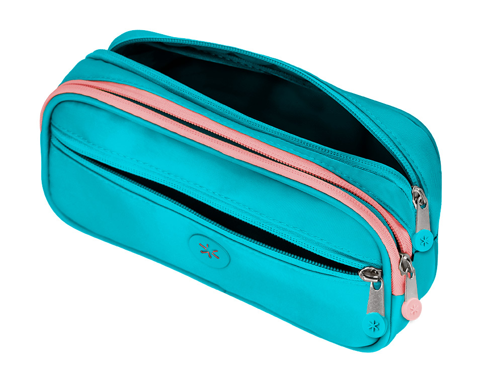 ESTUCHE PORTATODO ANTARTIK FUSION FLEX 3 CREMALLERAS TURQUESA COMPAERO MOCHILA 100X60X220 MM