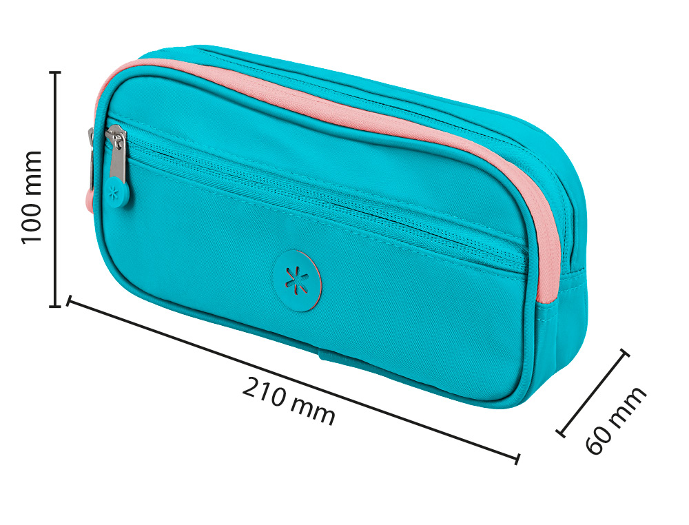 ESTUCHE PORTATODO ANTARTIK FUSION FLEX 3 CREMALLERAS TURQUESA COMPAERO MOCHILA 100X60X220 MM