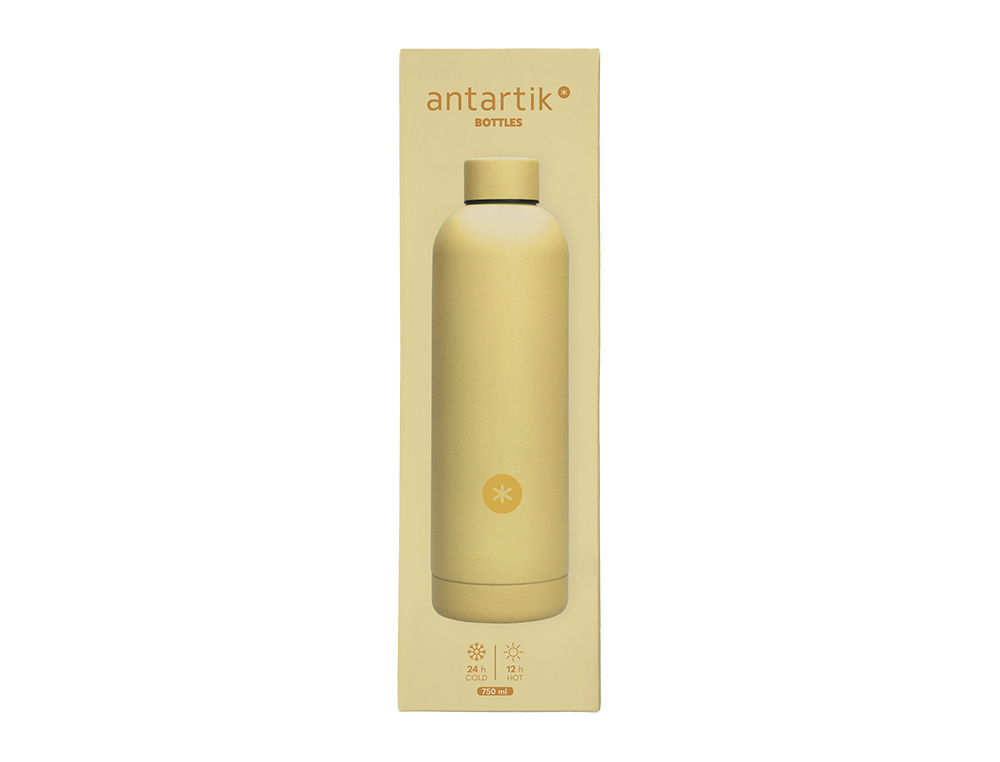 BOTELLA PORTALIQUIDOS ANTARTIK ISOTERMICA ACERO INOXIDABLE LIBRE DE BPA COLOR AMARILLO 750 ML