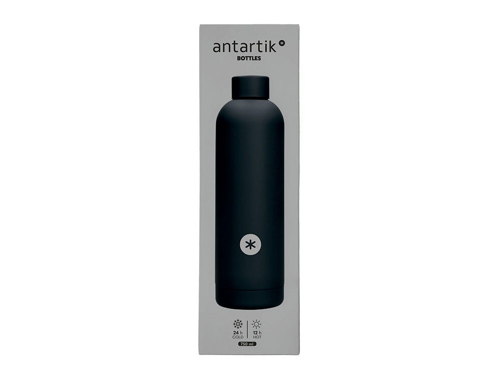 BOTELLA PORTALIQUIDOS ANTARTIK ISOTERMICA ACERO INOXIDABLE LIBRE DE BPA COLOR NEGRO 750 ML