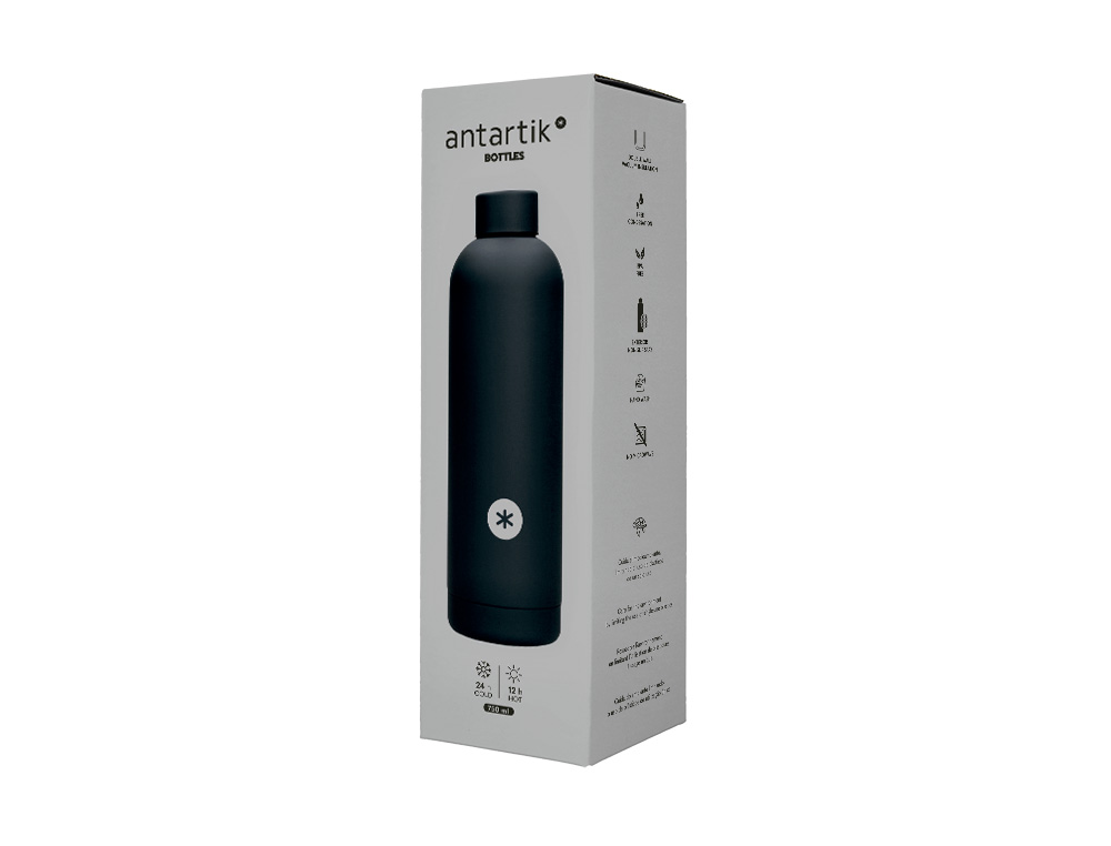 BOTELLA PORTALIQUIDOS ANTARTIK ISOTERMICA ACERO INOXIDABLE LIBRE DE BPA COLOR NEGRO 750 ML