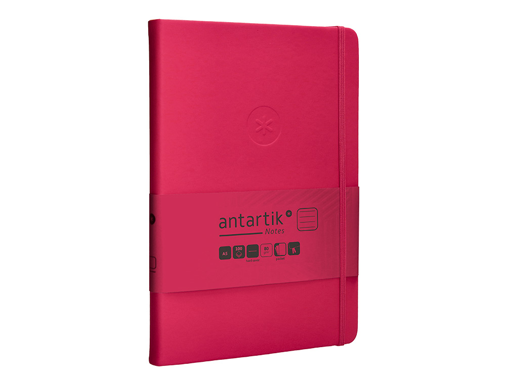 CUADERNO CON GOMILLA ANTARTIK NOTES TAPA DURA A5 HOJAS RAYAS BURDEOS 100 HOJAS 80 GR FSC
