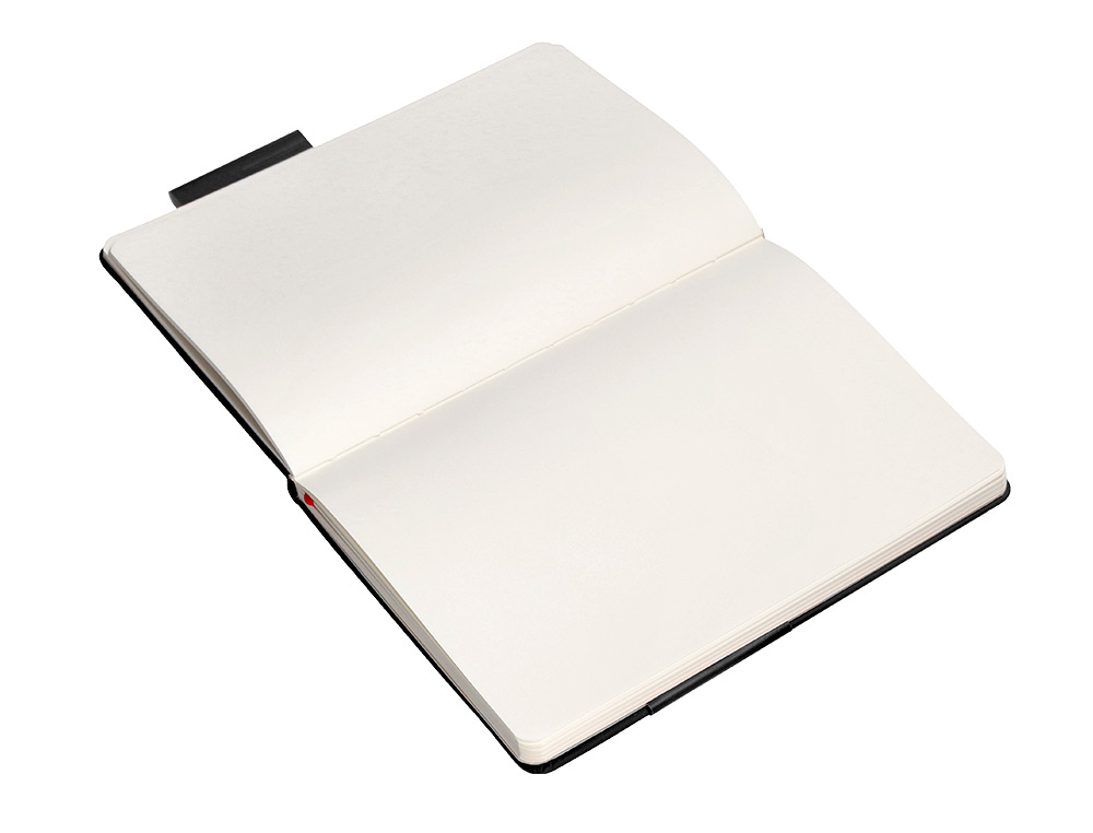 CUADERNO CON GOMILLA ANTARTIK NOTES TAPA DURA A5 HOJAS LISAS NEGRO Y ROJO 100 HOJAS 80 GR FSC