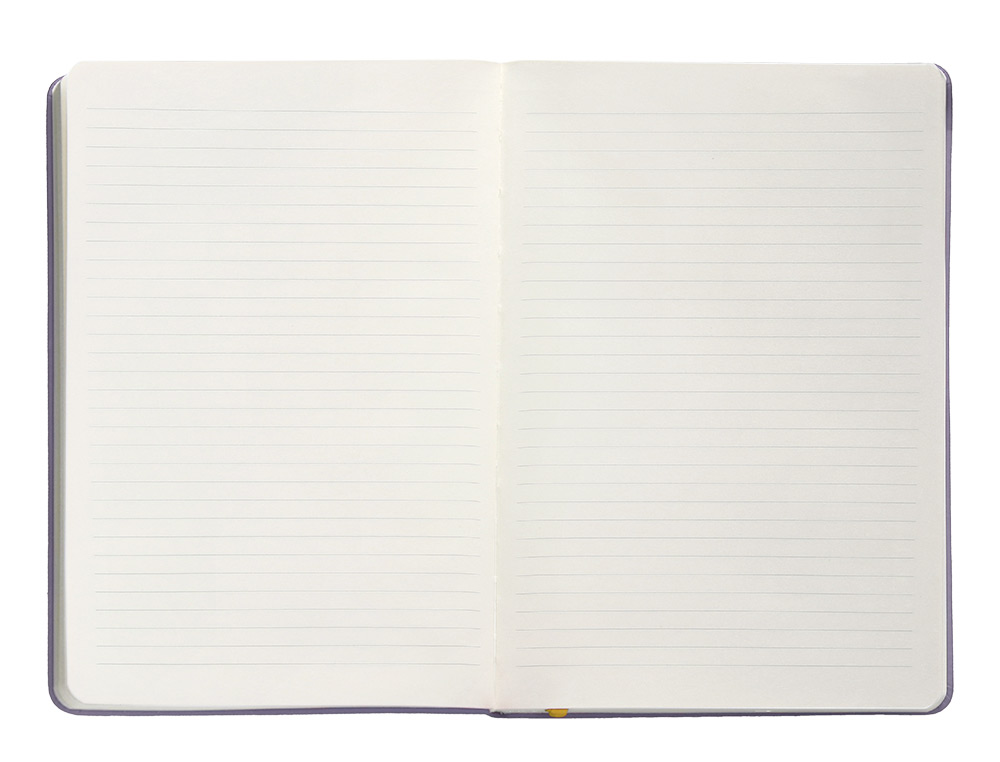 CUADERNO CON GOMILLA ANTARTIK NOTES TAPA DURA A5 HOJAS RAYAS MORADO Y AMARILLO 100 HOJAS 80 GR FSC