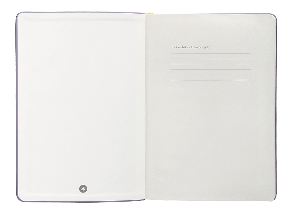 CUADERNO CON GOMILLA ANTARTIK NOTES TAPA DURA A5 HOJAS RAYAS MORADO Y AMARILLO 100 HOJAS 80 GR FSC