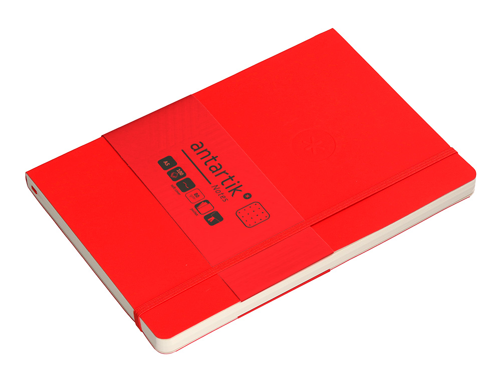CUADERNO CON GOMILLA ANTARTIK NOTES TAPA BLANDA A5 HOJAS PUNTOS ROJO 80 HOJAS 80 GR FSC