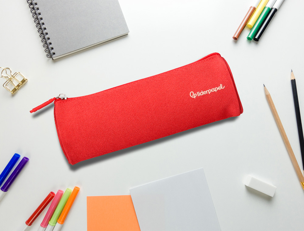ESTUCHE PORTATODO LIDERPAPEL CLASSIC CILINDRICO ANCHO 210X70MM ROJO