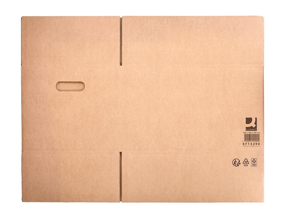 CAJA PARA EMBALAR Q-CONNECT AMERICANA ULTRA RESISTENTE CON ASAS CARTON CANAL DOBLE 7 MM COLOR KRAFT 600X400X290 MM