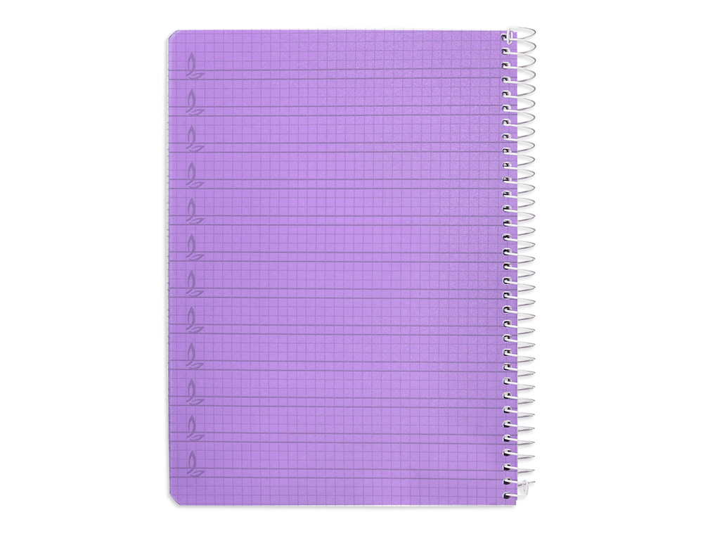 CUADERNO ESPIRAL LIDERPAPEL A5 PAUTAGUIA TAPA PLASTICO 80H 90GR CUADRO PAUTADO 4 MM CON MARGEN COLOR LILA