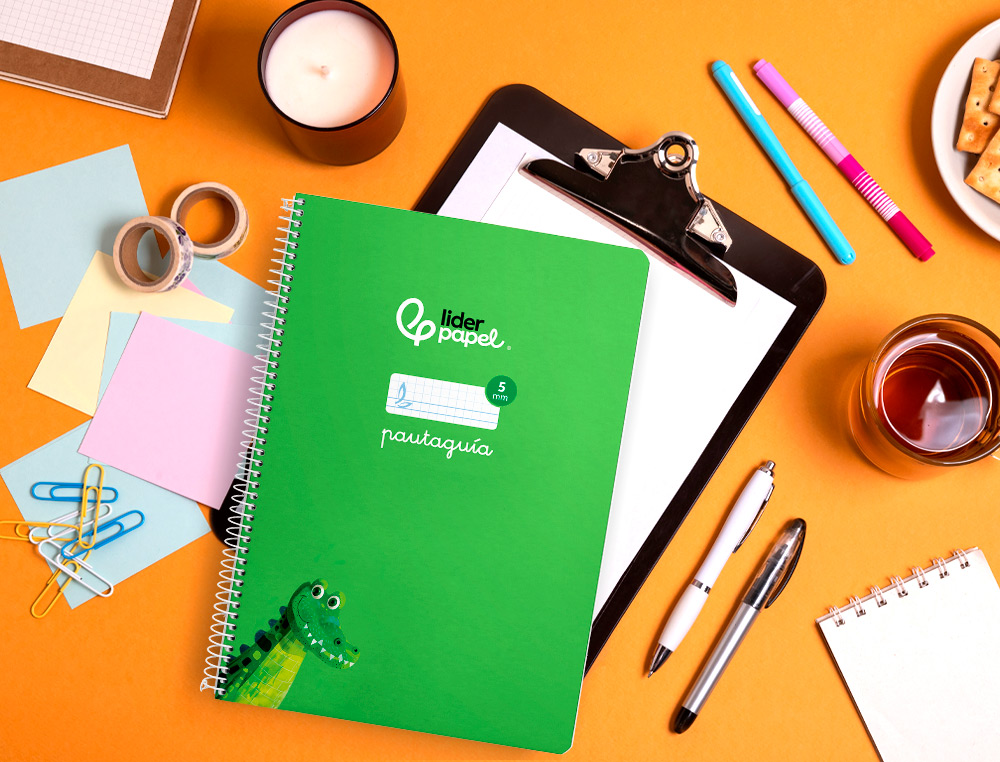 CUADERNO ESPIRAL LIDERPAPEL A4 PAUTAGUIA TAPA BLANDA 80H 75 GR CUADRO PAUTADO 5MM COLOR VERDE