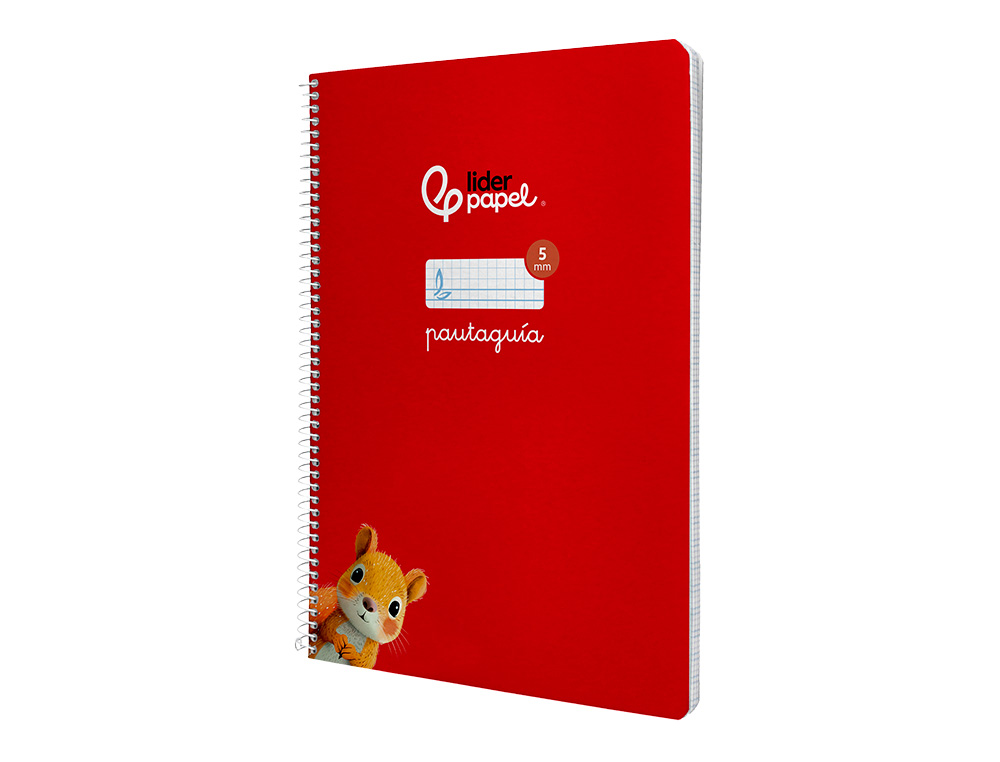 CUADERNO ESPIRAL LIDERPAPEL DIN A4 PAUTAGUIA TAPA DURA 80H 90GR CUADRO PAUTADO 5MM COLOR ROJO