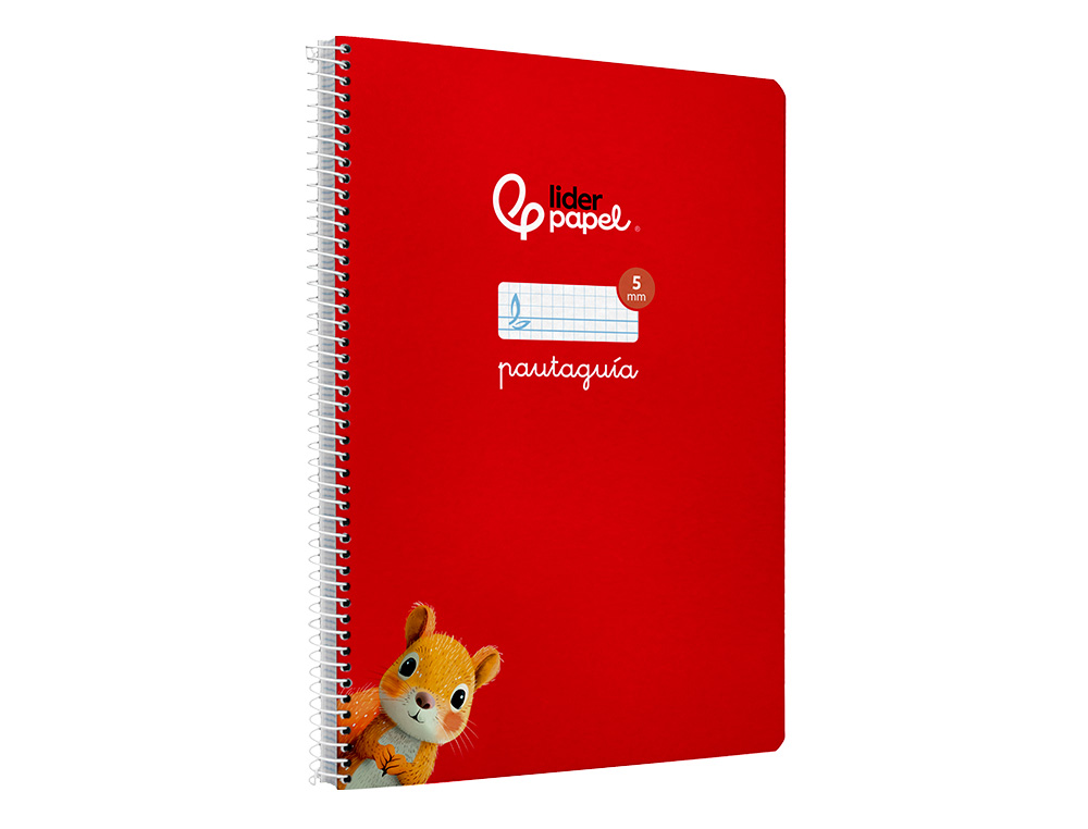 CUADERNO ESPIRAL LIDERPAPEL DIN A4 PAUTAGUIA TAPA DURA 80H 90GR CUADRO PAUTADO 5MM COLOR ROJO