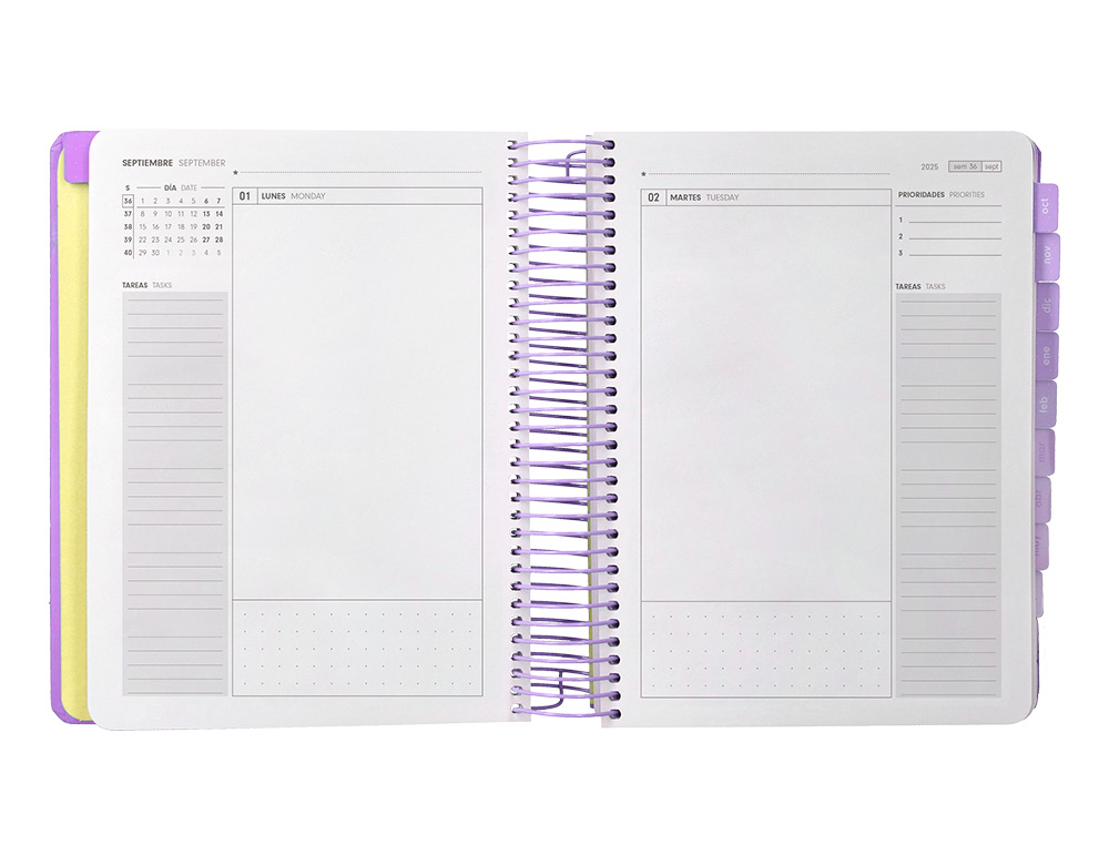 AGENDA ESCOLAR ANTARTIK 25-26 ESPIRAL HERE AND NOW MORADO DIA PAGINA A5 BILINGE PAPEL FSC 80 GR