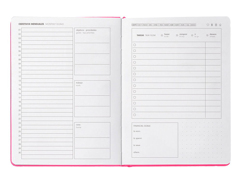 AGENDA ESCOLAR ANTARTIK 25-26 ENCUADERNADA GO! SIMIL PIEL FUCSIA SEMANA VISTA A5 BILINGE PAPEL FSC 80 GR
