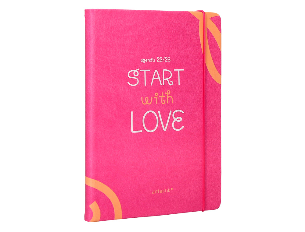 AGENDA ESCOLAR ANTARTIK 25-26 ENCUADERNADA GO! SIMIL PIEL FUCSIA SEMANA VISTA A5 BILINGE PAPEL FSC 80 GR