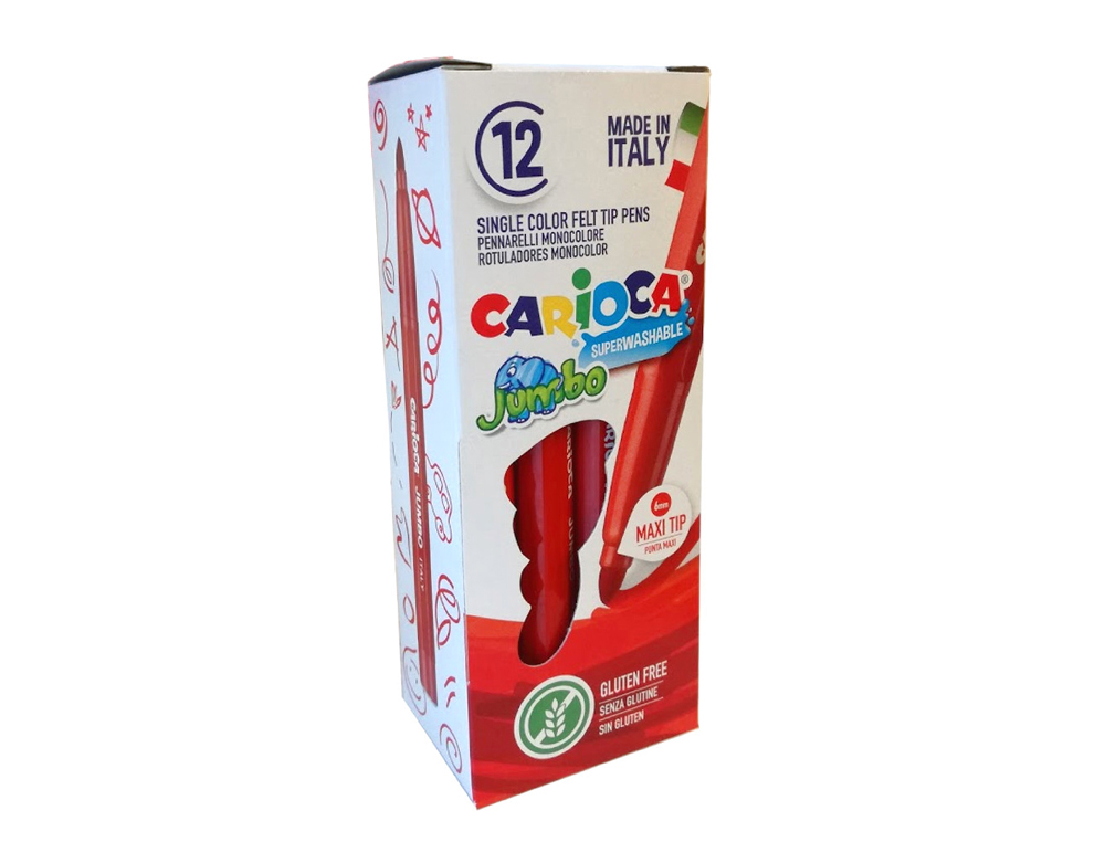ROTULADOR CARIOCA JUMBO PUNTA GRUESA 6 MM LAVABLE COLOR ROJO