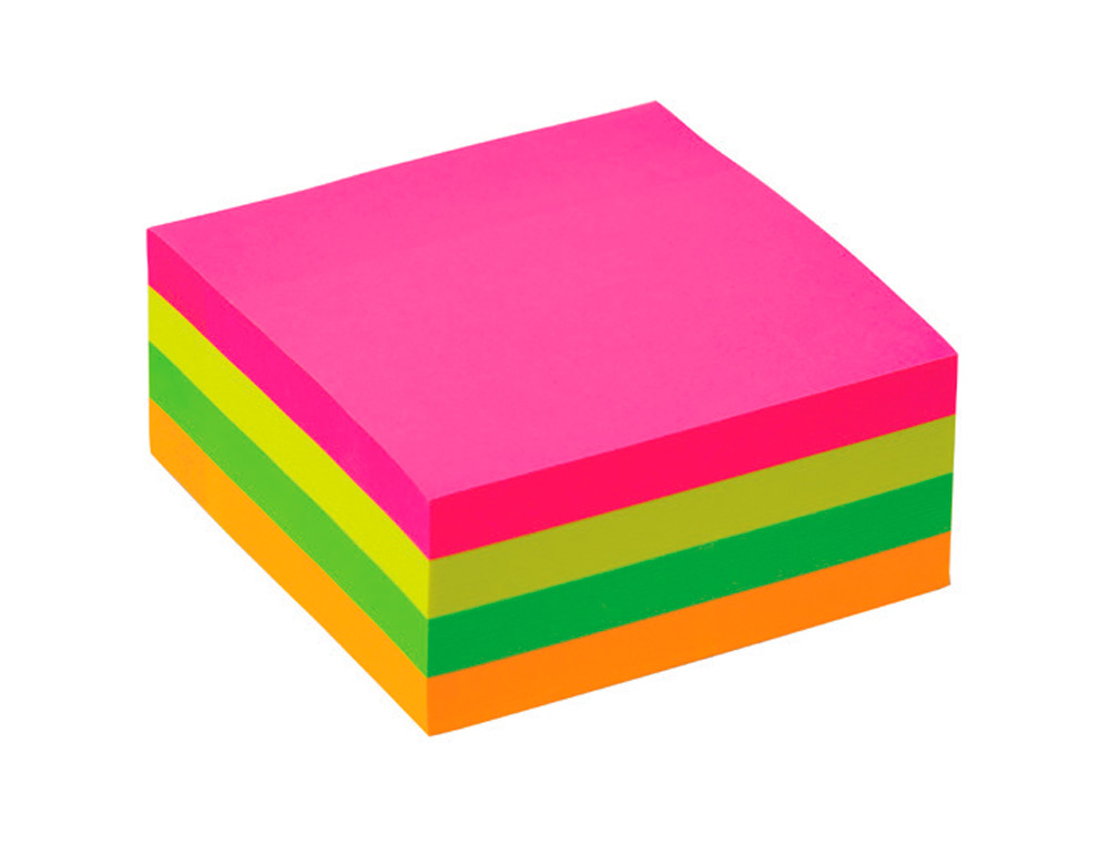 BLOC DE NOTAS ADHESIVAS QUITA Y PON Q-CONNECT 76X76 MM FSC FLUORESCENTE CON 400 HOJAS