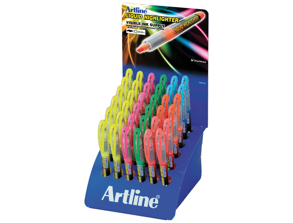 ROTULADOR ARTLINE FLUORESCENTE EK-640 PUNTA BISELADA -EXPOSITOR DE 36 UNIDADES