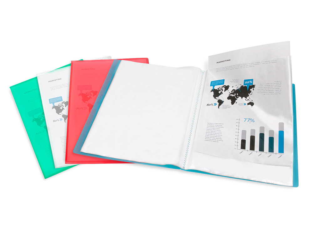 CARPETA LIDERPAPEL ESCAPARATE 47494 30 FUNDAS POLIPROPILENO DIN A4 TRANSPARENTE TRANSLUCIDO