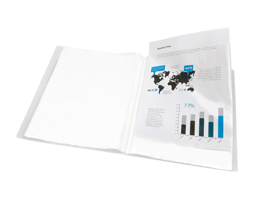 CARPETA LIDERPAPEL ESCAPARATE 47494 30 FUNDAS POLIPROPILENO DIN A4 TRANSPARENTE TRANSLUCIDO