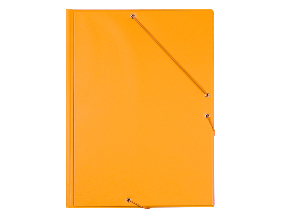 CARPETA LIDERPAPEL GOMAS TRES SOLAPAS CARTON FORRADO PVC FOLIO COLOR NARANJA