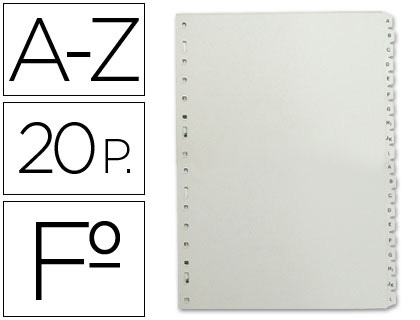SEPARADOR ALFABETICO MULTIFIN 3005 PLASTICO FOLIO NATURAL 20 PESTAAS 215X310 MM