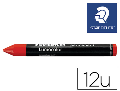 CERA STAEDTLER PARA MARCAR ROJO LUMOCOLOR PERMANENTE OMNIGRAPH 236 CAJA DE 12 UNIDADES