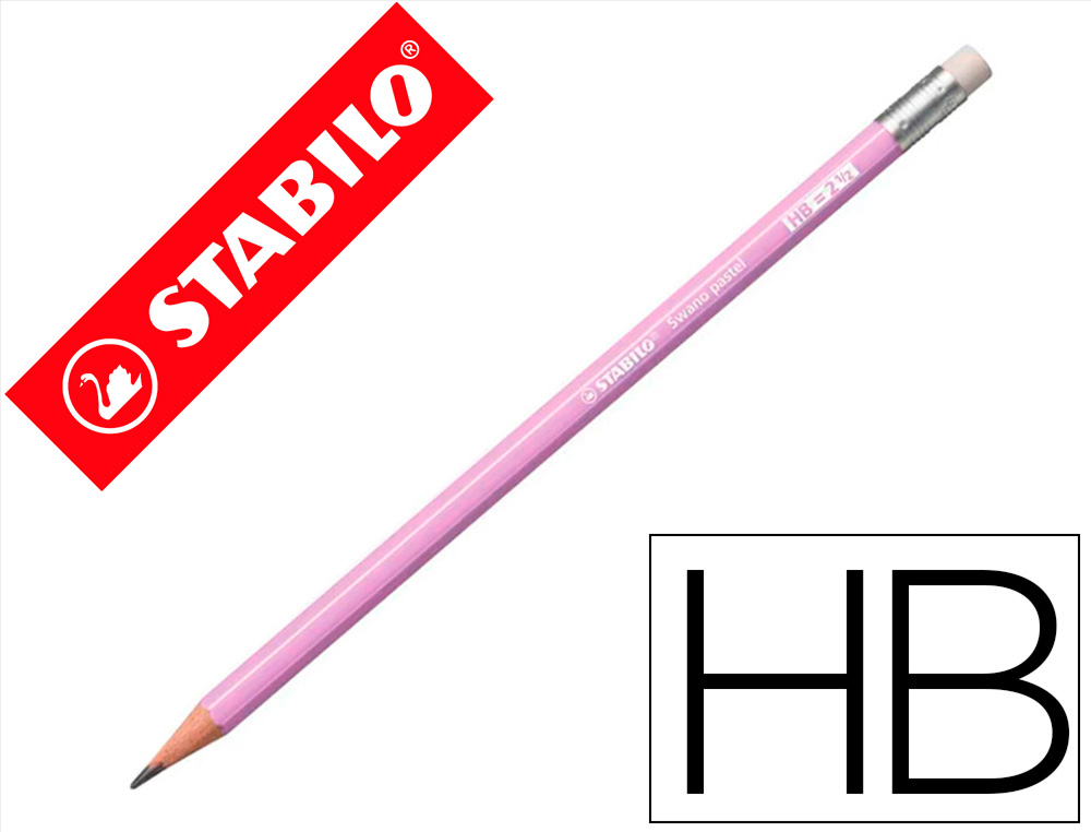 LAPICES DE GRAFITO CON GOMA STABILO SWANO MINA 2,2 MM DUREZA HB LILA PASTEL