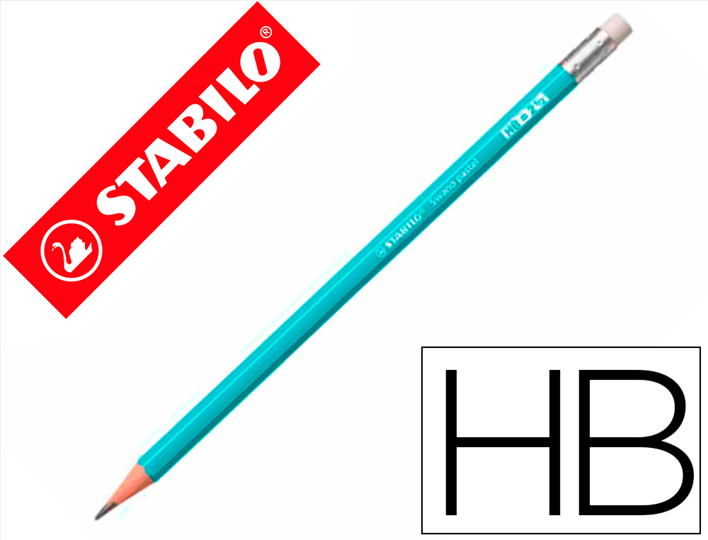 LAPICES DE GRAFITO CON GOMA STABILO SWANO MINA 2,2 MM DUREZA HB AZUL PASTEL
